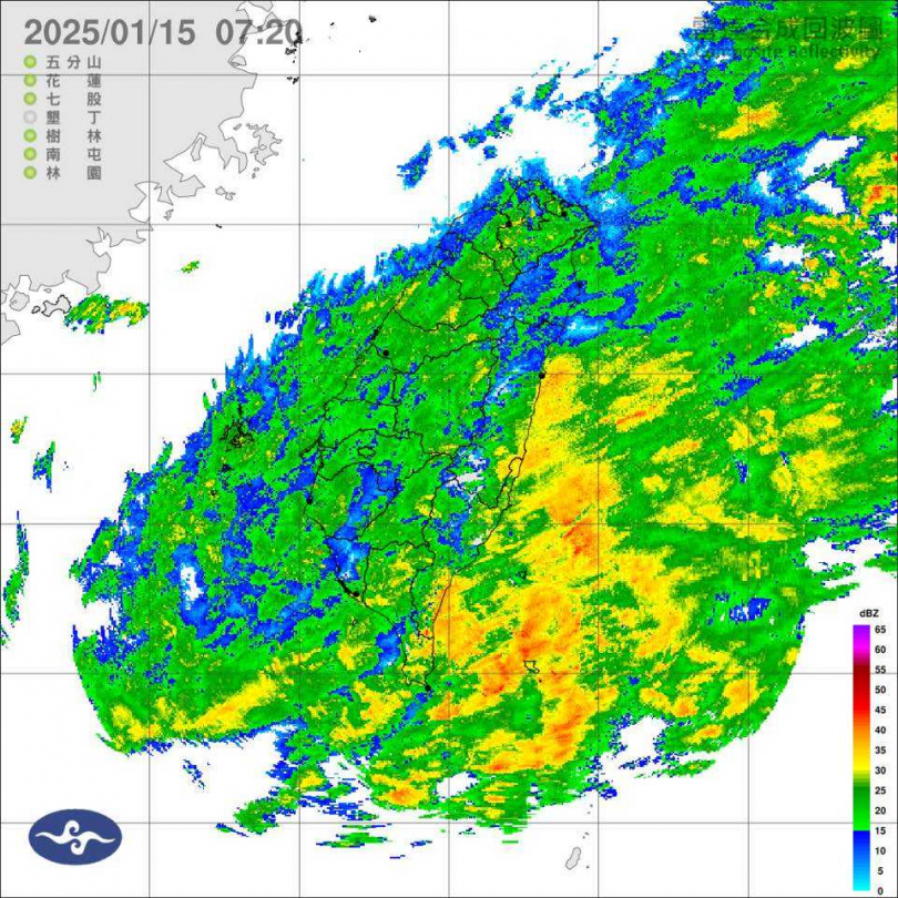 台灣被回波蓋住了。（圖／中央氣象署）